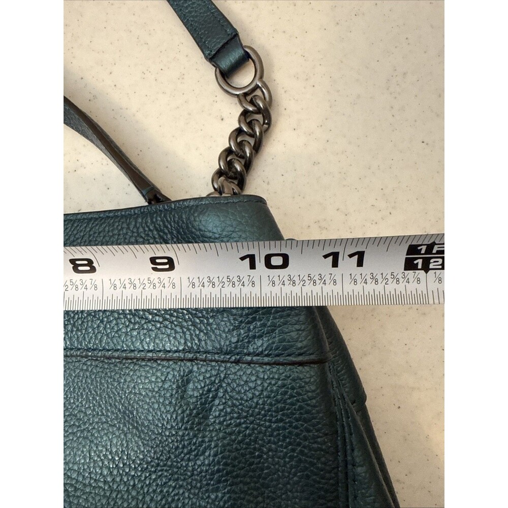 Coach 22209 Lexy Leather Chain Metallic Peacock Teal Tote Shoulder Bag Purse EUC - Picture 5 of 16